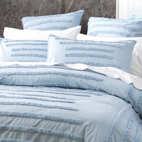 Classic Cotton Vintage washed Tufted Quilt / Duvet Cover set Queen Blue Carousel 2