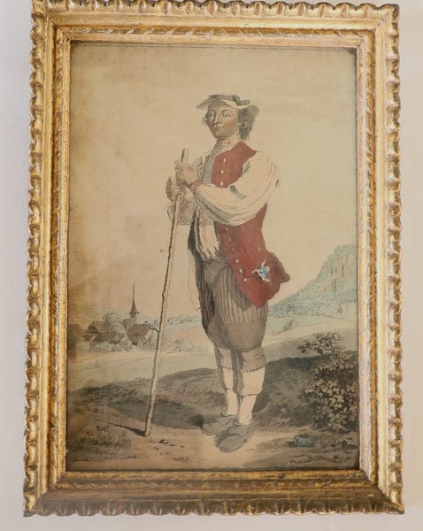 Historic 18th Century Hand-Coloured Etching Illustration 1775 Swiss Costume Carousel 2