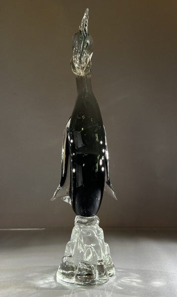 Large Mid-Century Murano Crested Bird – Clear & Smokey Grey Glass62864732796163113