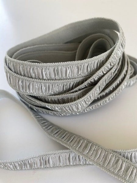 Vintage European Trim – Silver -Grey Ruched Elastic - 2M Carousel 2