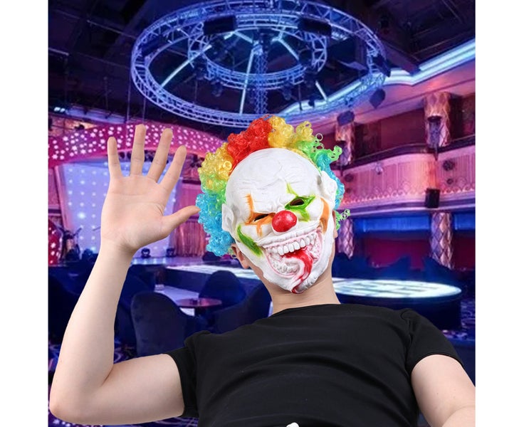Halloween Clown Masks With Colorful Hair Horror Adult Clown Masks Cost Carousel 2