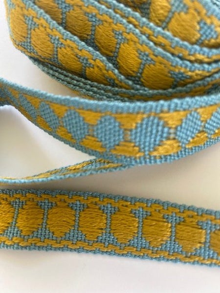 Vintage European Trim - Gold Polka Dots/Blue - 2M Carousel 2
