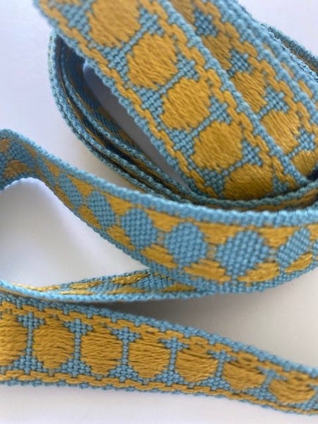 Vintage European Trim - Gold Polka Dots/Blue - 2M Carousel 4