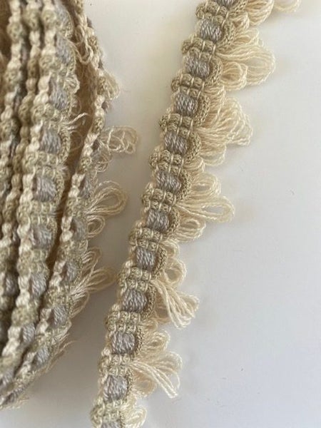Vintage European Fringe - looped, Blue/Beige/Grey Ornamental Wave - 2M Carousel 2