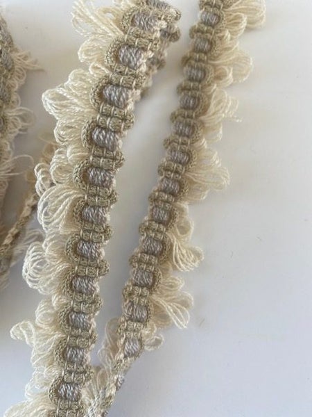 Vintage European Fringe - looped, Blue/Beige/Grey Ornamental Wave - 2M Carousel 4