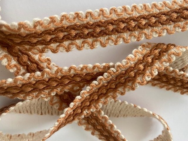 Vintage European Trim - Brown/Caramel/Beige, geometric pattern - 2M Carousel 2