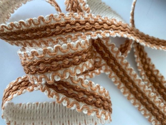 Vintage European Trim - Brown/Caramel/Beige, geometric pattern - 2M Carousel 1