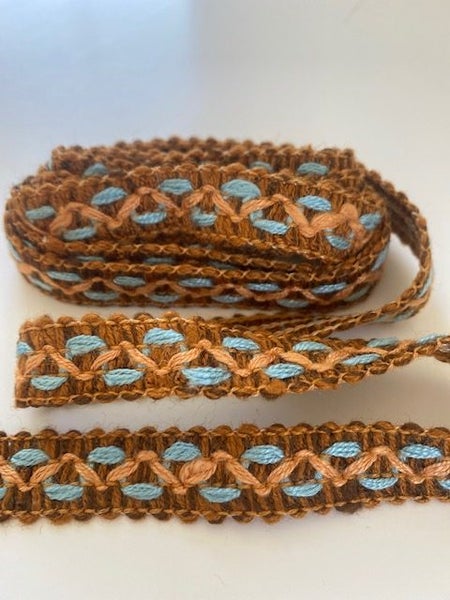 Vintage European Trim - Chocolate/ PaleTerracotta/ Blue, Geometric - 2M Carousel 2