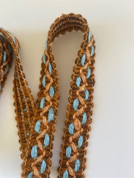 Vintage European Trim - Chocolate/ PaleTerracotta/ Blue, Geometric - 2M Carousel 3
