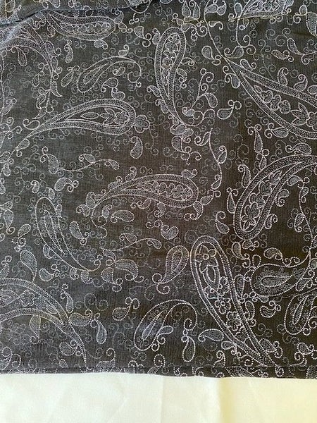 Paisley printed black, white & grey two way stretch fabric (.9 m) Carousel 1
