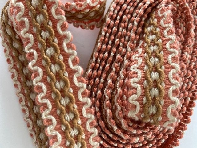 Vintage European Trim - Pink/Ecru/ Light Brown, Geometric - 2M Carousel 1