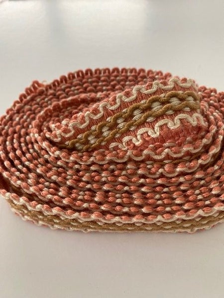 Vintage European Trim - Pink/Ecru/ Light Brown, Geometric - 2M Carousel 7