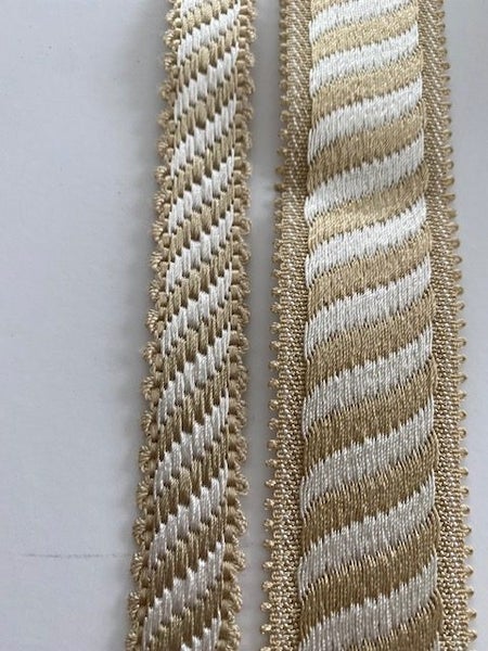 Vintage European Trim - Picot edge, Cream/Beige, Geometric (4cm w) - 2M Carousel 2