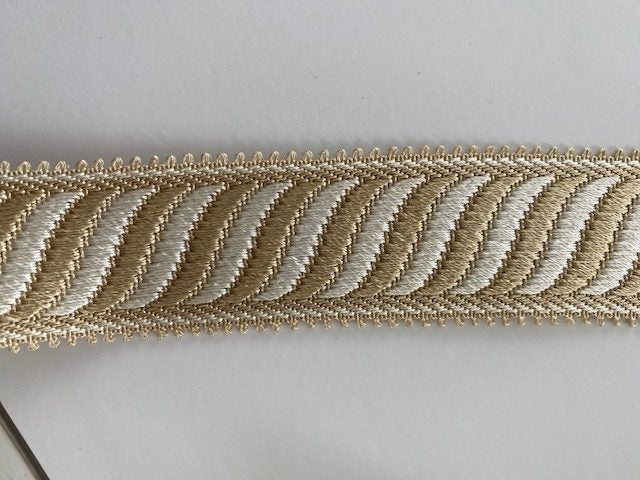 Vintage European Trim - Picot edge, Cream/Beige, Geometric (4cm w) - 2M Carousel 4