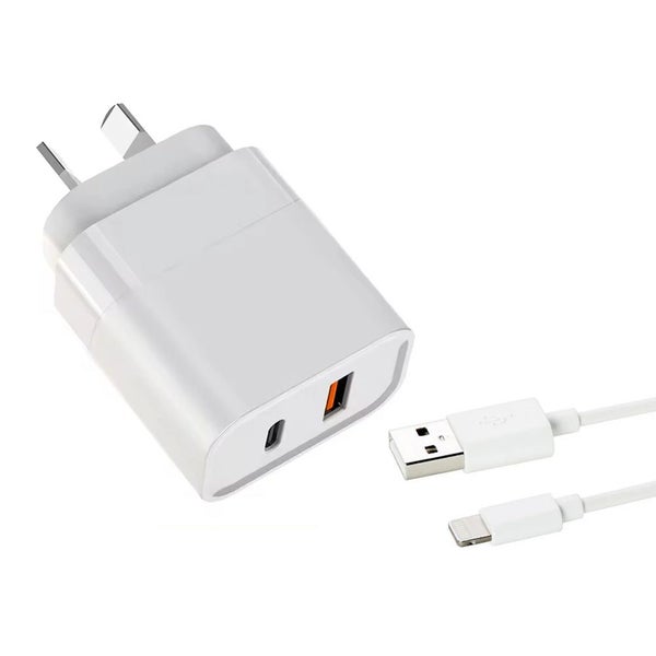 30W Superfast compatible Dual Wall Charger with USB-A to Lightning Carousel 1