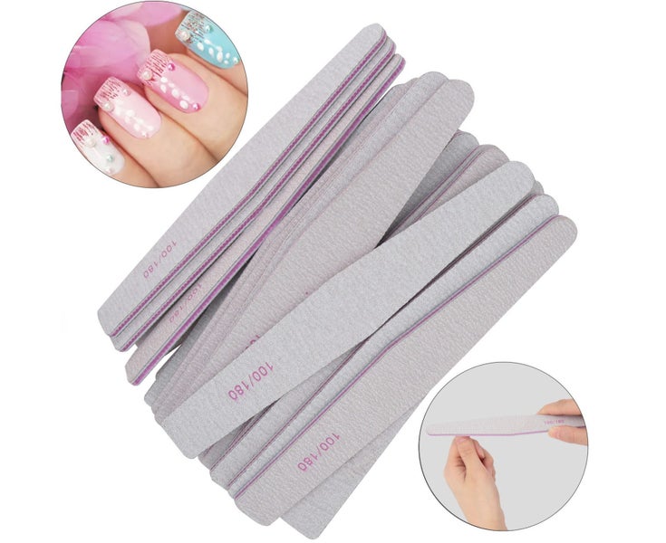 25pcs 100/180 Grit Nail Files Double Sided Nail Art Buffering Files fo Carousel 8