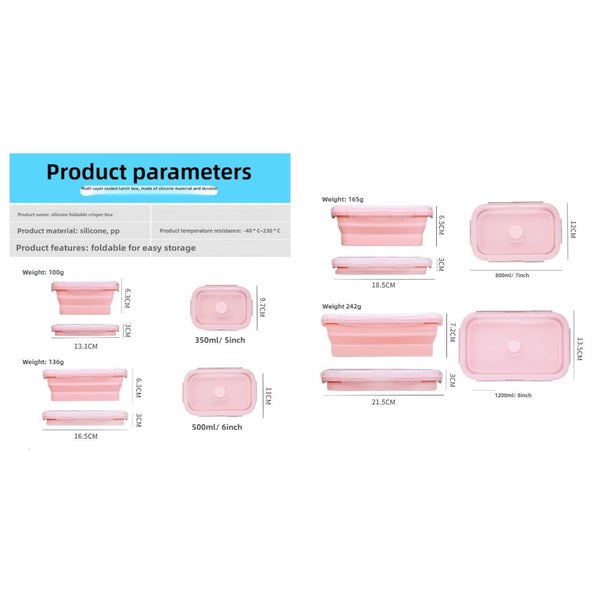 Elosung Blue Collapsible Silicone Bento Box Set 4 Piece Food Grade Microwave & F Carousel 2