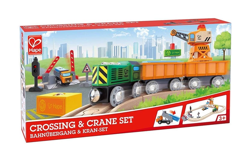 Hape: Crossing & Crane - Wooden Railway Set Carousel 2