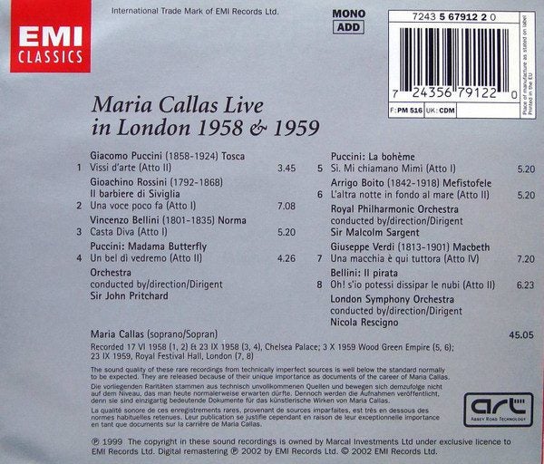 Maria Callas – Live In London 1958 And 1959 Carousel 2