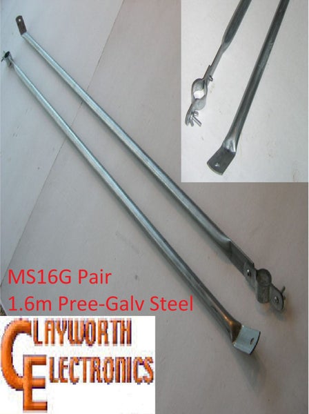 TV Mast Pole Stays Paire 1.6m 1.5m Pre-Calvanised Steel MS16g NEW Carousel 1