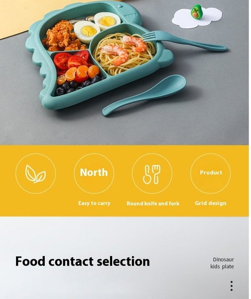 Dinosaur-Shaped Kids Dinnerware - Plate, Bowl, Fork, and Spoon Combo Pack #DC202 Carousel 2