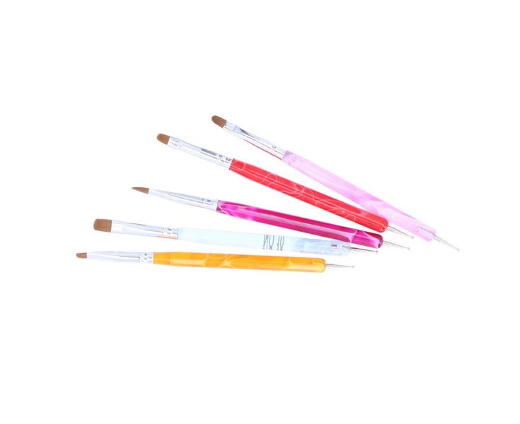 5Pcs Nail Art Brush Double Ended Nail Art Painting Drawing Brushes Set Carousel 2
