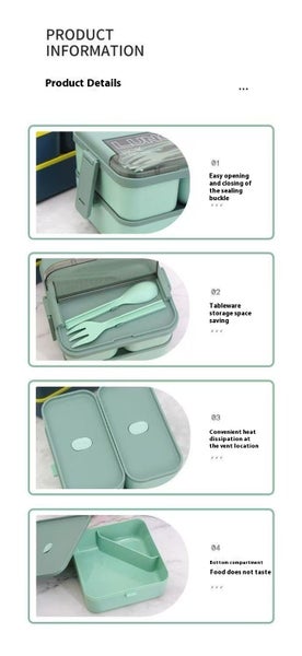 Double layers Lunch Box Bento Food Storage with Knife and Fork #DC112 Carousel 2