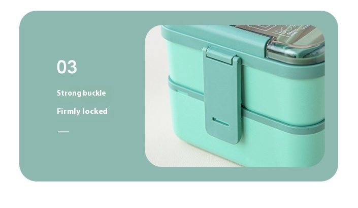 Double layers Lunch Box Bento Food Storage with Knife and Fork #DC112 Carousel 11