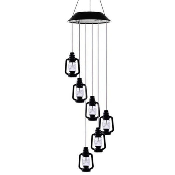 Solar Wind Chime Kerosene Lamp Retro Solar Courtyard Lamp Carousel 1