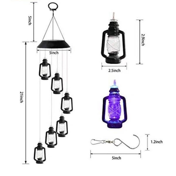 Solar Wind Chime Kerosene Lamp Retro Solar Courtyard Lamp Carousel 9