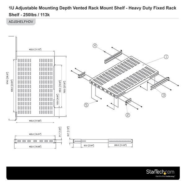 1U Adjustable Depth Vented Server Rack Shelf Carousel 6