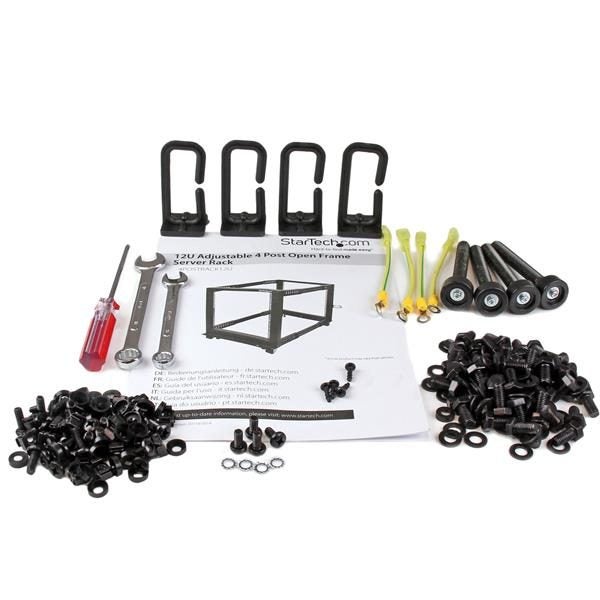 12U Adjustable Depth Open Frame 4 Post Server Rack w/ Casters & Cable Mgmt Hooks Carousel 2