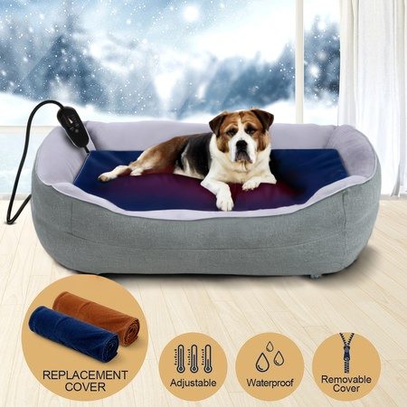 Dogs Electric Heating Pet Bed Blanket Thermal Mat Protection Temperature Display Carousel 15