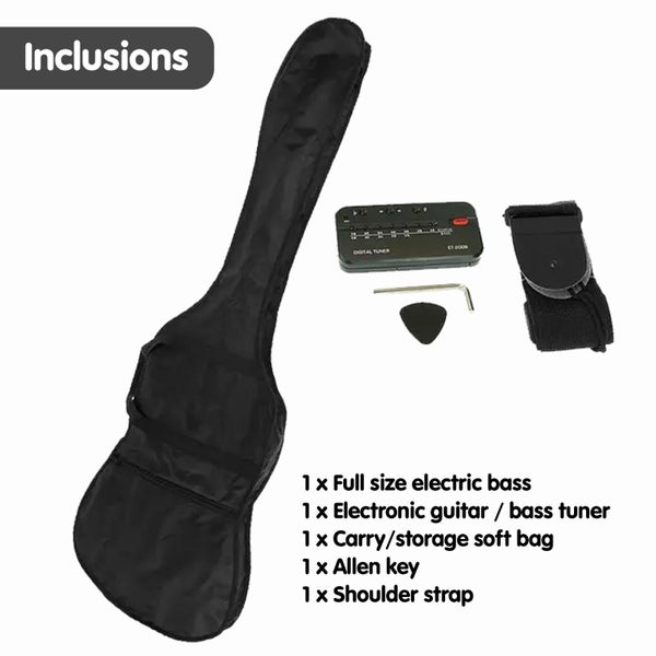 39In Electric Guitar Bass Tuner Music 4-String Instrument Full Size Black Carousel 7