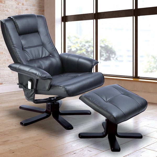 PU Leather Massage Chair Recliner Ottoman Lounge Remote Carousel 1