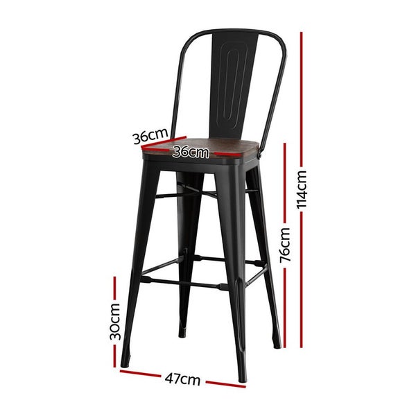 2X Metal Bar Stools Wooden Seat Retro Counter Stool Carousel 2