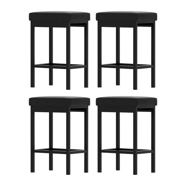 A Set Of 4 Metal Bar Stools Pu Seat Dining Counter Chairs Carousel 1