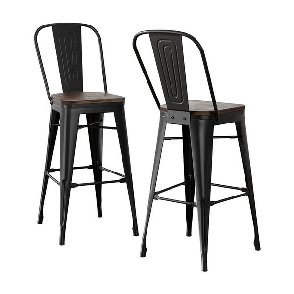 2X Metal Bar Stools Wooden Seat Retro Counter Stool Carousel 1