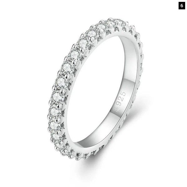 Womens 925 Sterling Silver Moissanite Ring Stackable Finger Ring Fine Jewelle... Carousel 1