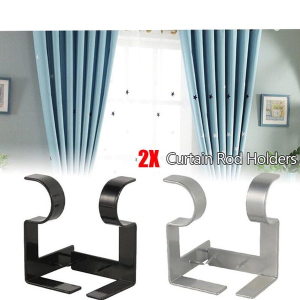 2X Bracket Hang Curtain Rod Holders Single Hook Tap Right Into Window Frame Rod Carousel 1