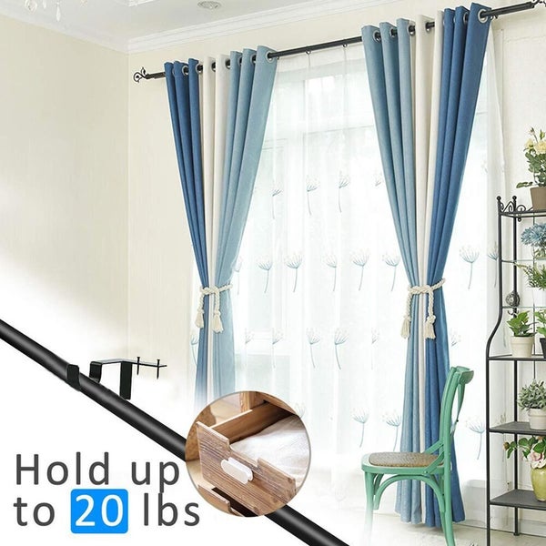 2X Bracket Hang Curtain Rod Holders Single Hook Tap Right Into Window Frame Rod Carousel 2