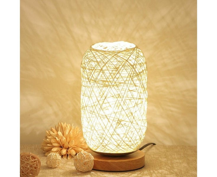 Modern Bamboo Rattan Bedside Lamp Wooden Base Table Lamp Modern Creati Carousel 1