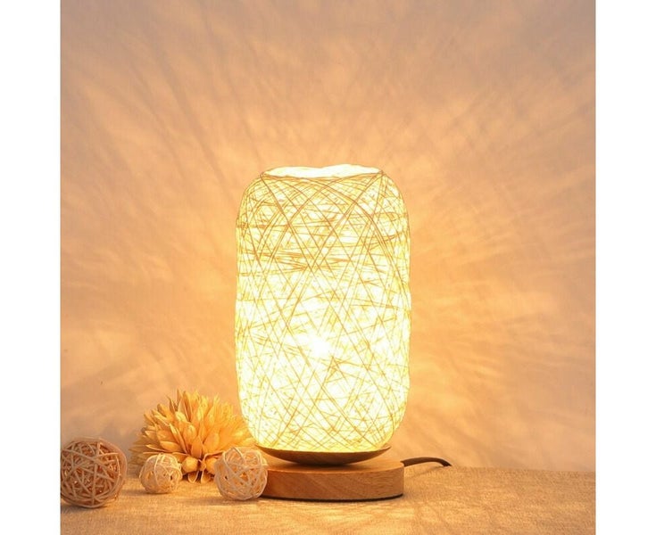 Modern Bamboo Rattan Bedside Lamp Wooden Base Table Lamp Modern Creati Carousel 4