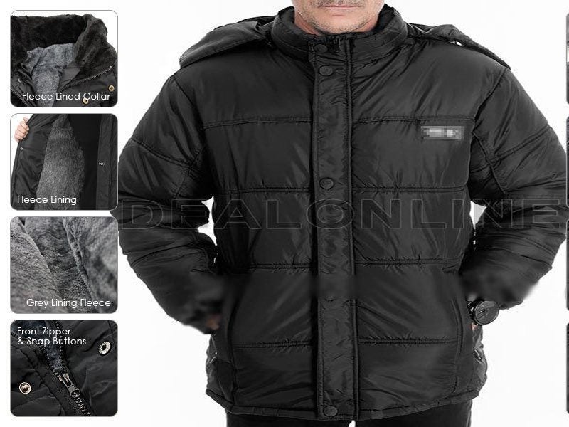 UP To 7XL Winter Thick Thermal Jacket with Removable Hood Black Carousel 1