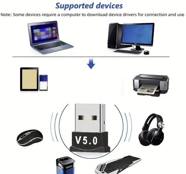 2.4ghz Bluetooth 5.0 USB Dongle for Laptops Smartphones etc Carousel 2