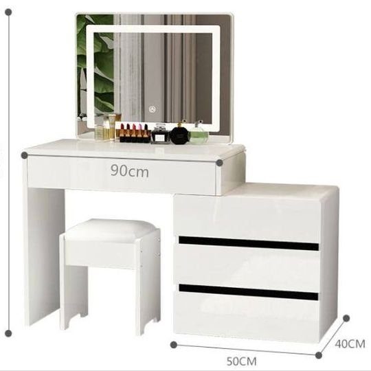 Dressing Table with Mirror makeup LED mirror Vanity Mirror Stool Carousel 2
