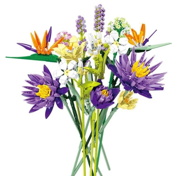 891pcs BuildMoc Birds of paradise flower Bouquet: Strelitzia lego compatible Carousel 1