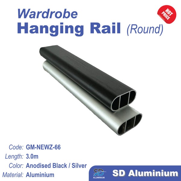 Wardrobe Rail - Round / Square Shape - 3.0m Length - Range of Colors Available Carousel 1