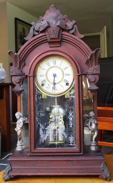 Ansonia 'Windsor' American shelf clock with cherub figures c1880 Carousel 1