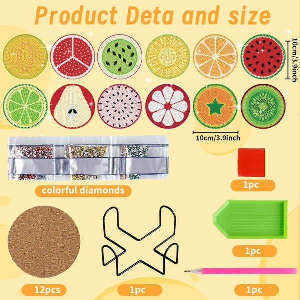 8pcs DIY Diamond Painting Coasters DIY Craft Kit with Holder Carousel 2
